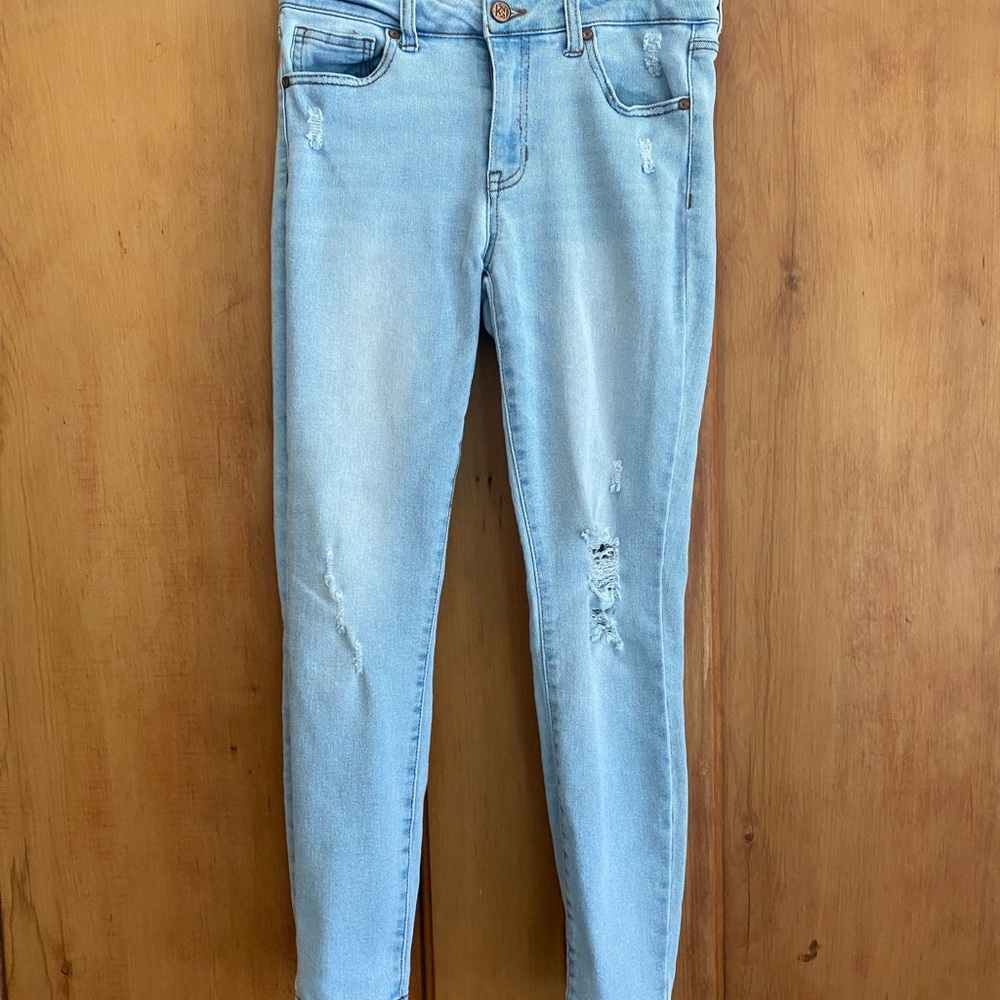 Kendall & Kylie Blue Skinny Jeans with Trendy Distressing